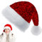 YAAVAAW Rot Pailletten Weihnachtsmütze für Erwachsene Kinder,35*45cm Nikolausmütze Plüsche Weihnachtsmann Mütze,Warm Dicker Nikolaus Mütze Santa Clause Mütze für Männer Frauen Familie Weihnachtsfeier