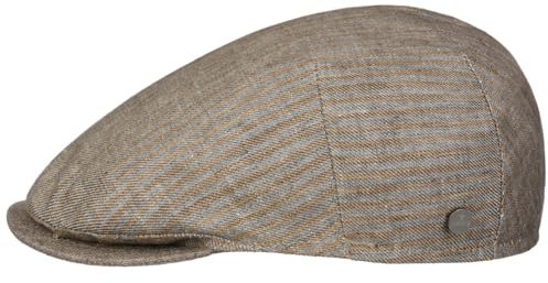 LIERYS Roccione Stripes Flatcap Gestreifte Sportive Leinen Sommerhut Made in Italy Herren Frühjahr/Sommer grau-braun S (54-55 cm)