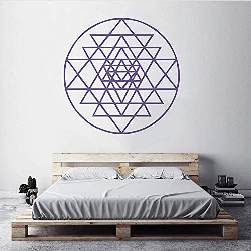 PiWine Wandaufkleber, geometrisch, Sri Yantra, abnehmbar, Meditation, Mysterium, Geist, Modell, Vinyl, Heimdekoration, 57 x 57 cm