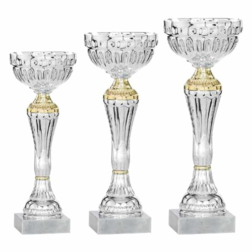 Tris Coppe premiazioni – Set Coppe Sportive in ABS – Design Classico | Coppa 22 cm, 23 cm, 24,5 cm – Ideale Premi Gare, Tornei, Squadre