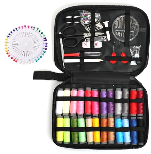 130 Stück Nähset,Nähset Reise mit Nähzubehör set,Nadel und Faden set mit Nähzubehör,Enthält Scheren, Nadeln, Maßband, Knöpfe, Stecknadeln,Sewing kit geeignet für Zuhause, Reisen, Anfänger, Notfälle ﻿
