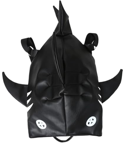 XJKLBYQ Haifisch -Rucksack, Kinder -Rucksack, 3D -Haifisch -Tasche, Reißverschluss Großkapazität Neuheitspunkte mit Griff für Mobiltelefone, Brieftaschen, Kosmetik, Schule (schwarz)