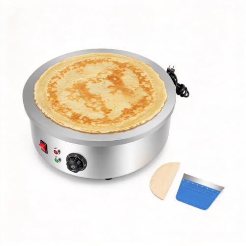 WOLEGM Crepes Maker, 2800 W, grande superficie di cottura con diametro di 45 cm, per crepes, pancake e tortilla, 150-280 ℃