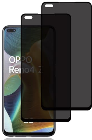 BCHKLAI Protector Pantalla de Privacidad para Oppo Reno 4 Z 5G [2 Piezas] | Cristal Vidrio Templado Antiespia, Dureza 9H, Anti-Rasguños, Sin Burbujas, Anti-Espía Protector Pantalla para Oppo Reno4 Z 5G
