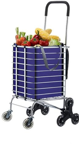 NISMIA Tragbarer handwagen mit Verstellbarer Griff, einkaufswagen auf Rollen, klappbarer einkaufstrolley, rollwagen allzweckwagen für wäsche, einkaufen, gepäck,A,8 Wheels