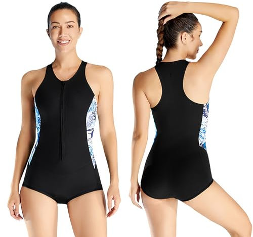 UCK-KIT 2 mm Neopren Shorty Neoprenanzug für Damen, ärmelloser Neoprenanzug mit Frontreißverschluss zum Tauchen und Surfen,Schwarz,XL