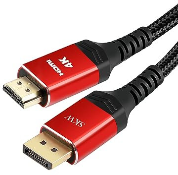 SKW 4K DisplayPort auf HDMI Kable für PC Laptop Monitor 1M, Langlebiges und starkes DP auf HDMI Kabel [unidirektional Videokabel] Kompatibel mit HDTV, Monitor, HP, DELL, NVIDIA usw.