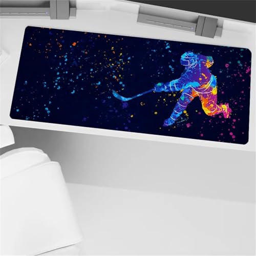 Jinmer Gaming Mauspad XXL 600 x 300 x 3 mm Große Mauspad,mit Vernähte Kanten Schreibtischunterlage,Waschbares Tastaturpad,Verbessert Präzision und Geschwindigkei für PC,Laptop (Eishockey)