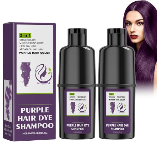 100ML*2 Hair Dye Shampoo 3-in-1 Haarfarbe, Farbshampoo, Haarfärbeshampoo für Violett Haar, Sofort-Haarfarben-Shampoo Instant Hair Color für Männer Frauen (Violett, 100ml)