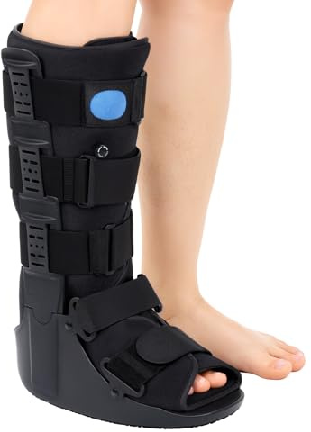 Veanvoky Tall Inflatable Walking Boot, Air Cam Walker Fracture Boot Orthopaedic boot for Sprained Ankle, Air Walker Brace for Broken Foot Achilles Tendon Injury Black (L)