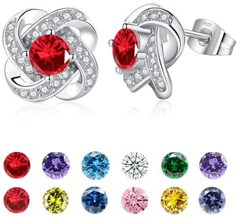 HEEYA Sterling Silber Post Ohrstecker für Frauen, hypoallergene Geburtsstein Ohrringe mit Zirkonia, Muttertag Jahrestag Geburtstag Schmuck Geschenke