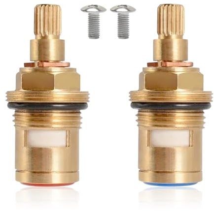 Lot de 2 têtes de robinet universelles 1/2 - Cartouche en laiton - Tête de robinet en céramique - Pièces de rechange pour salle de bain et cuisine (1 paire chaud et froid)