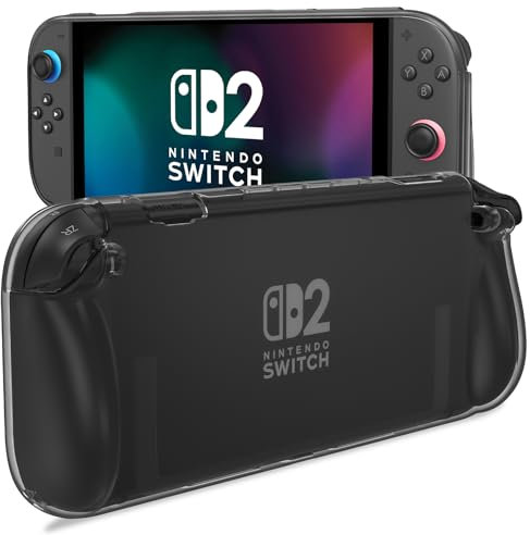 ProCase Custodia per Nintendo Switch 2 2025 Cover, Custodia Protettiva Antigraffio, Antiurto con Manico Ergonomico -Nero Trasparente