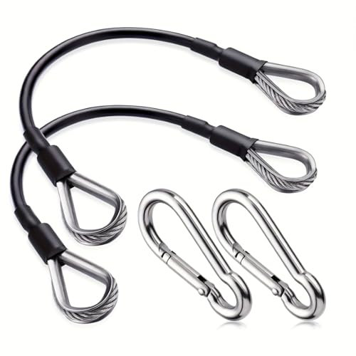 shirylzee 2Pcs 10 Gym Extension Cable Replacement Cable Home Gym Machine Accessories with Carabine Fitness Extension Rope Attachments Compatible with Bowflex, for Leg Extension, LAT/Tricep Pull Down