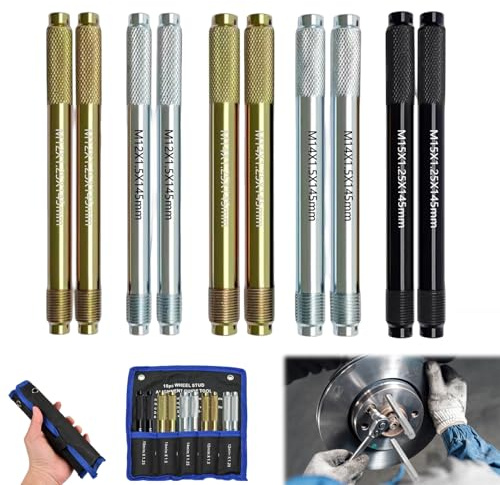 AYYDS 8/10 PCS Radmontagehilfe Edelstahl Reifen Montagehilfe Autoreifen Fixierbolzen Satz Radmontagewerkzeug M14 x1.5, M14x1.25, M12x1.5, M12x1.25 (10 Stück)