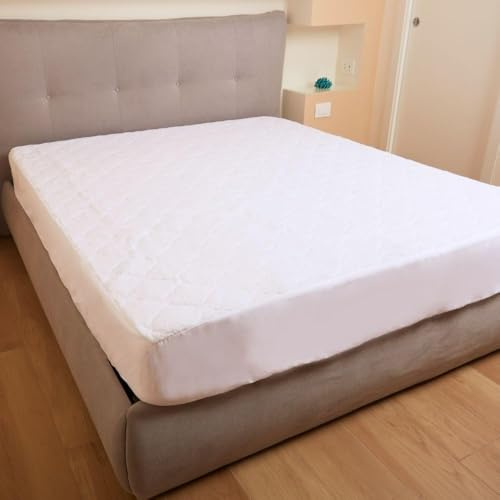 MAXIME MAISON - Coprimaterasso Una Piazza e Mezza 140x190, Copri Materasso Antiacaro in Spugna Trapuntata di Alta Qualità, Anallergico e Traspirante Made in Italy