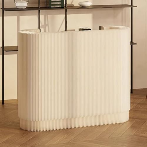 Koncey Faltbar Empfangstheke Rezeptionstheke, Empfangstresen mit Verstellbaren Einlegeböden, L 125 x W 43,5 x H 108 cm, Verkaufstheke Tragbar aus Kraftpapier, Rezeptionstisch(Weiß)
