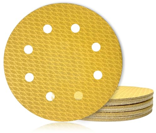 GEOGIEEW 40 Stück Schleifpapier 180mm Klett (Körnung 60/80/120/240) | Hochwertiges Schleifscheiben 8 Loch mit Aluminiumoxid & Latex-Papierbasis | Kompatibel mit Exzenterschleifer