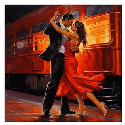 Leinwandposter Tango-Paar, Wandkunst, Dekordruck, Bild Gemälde für Wohnzimmer, Schlafzimmer, Dekoration, 70 x 70 cm