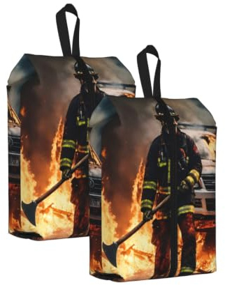 Firefighter Fireman Flame Print Unisex Travel Shoe Storage Bag Camping Lightweight Portable Organizer Pouch