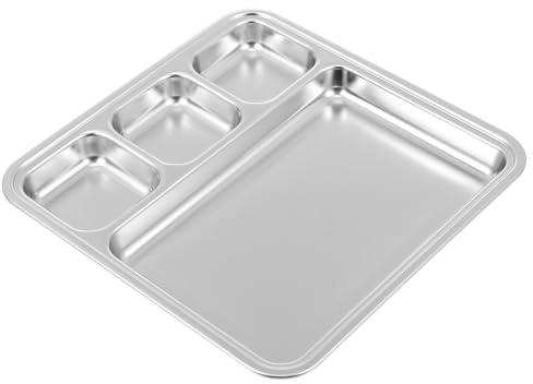 TEMPNAP Assiette Compartimentée Acier Inoxydable pour Restaurant Plateau Barbecue Multi- Design Pratique Anti-odeurs Camping et Buffet