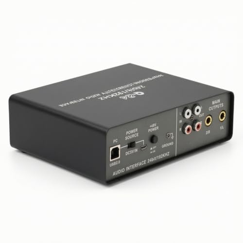 UnifearPro Audio Interface Gerät USB Audiointerface Soundkarte Mischpult Aufnahmegerät mit 24 Bit 192 Khz Auflösung Metallgehäuse Getrennten Gain Reglern Und Loopback für Musikproduktion