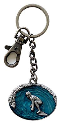 JEAN'S FRIEND New Vintage Surfer Surfing Surfboard Metal Charm Pendant Anhänger Key Ring Schlüsselanhänger Key Chains