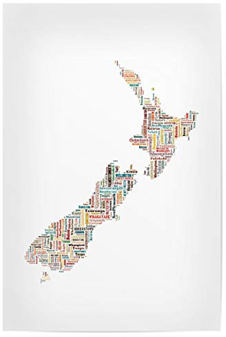 artboxONE Poster 45x30 cm Typografie New Zealand Map Black - Bild Karte Landkarte Landkarte