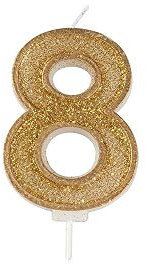 CULPITT Sparkle Number Candles For Cake & Cupcakes, Single Numbers From 0-9, Say Happy Birthday with These Candle Sparklers, Celebrate Birthdays & Anniversaries with Flair - Gold 8
