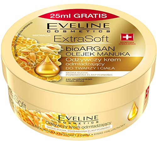 Eveline Cosmetics Extra Sanfte Bio-Arganöl & Manuka Konzentrierte Formel für Straffe & Genährte Haut - 175ml