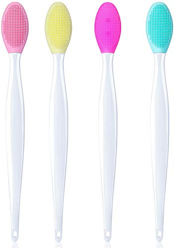 4 Pezzi Silicone Spazzola Esfoliante per Labbra Strumento Pennello per Labbra a Doppia Faccia Morbido per Aspetto delle Labbra Più Liscio e Pieno (Rosa, Rosso, Verde, Giallo)