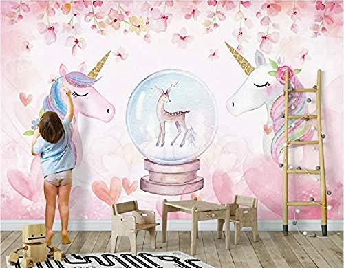 Fresques de licorne aquarelle pour murales papier peint Papier Peint 3D Salle de séjour Chambre à coucher Salle de séjour Mural murale enfant-250cm×170cm