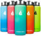 HYDRO CELL Edelstahl-Wasserflasche mit Strohhalm und Weithalsdeckeln (64oz 40oz 32oz 24oz 18oz 14oz) - Isoliertes, schweißbeständiges Sportdesign (Mint/Grün - 40oz)