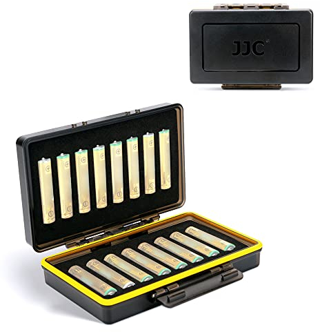 JJC 16 Slots AAA Battery Storage Case, Water-Resistant Organizer Box Holder for Alkaline Power Triple A Batteries