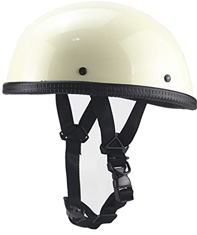 Casco Moto Jet Motociclo Casco Aperto Mezzo Casco Motocicletta Casco Demi-Jet Mezzi Caschi Casco Moto Vintage Brain-Cap Casco Da Ciotola Adulti Certificazione DOT/ECE,Bianca,M