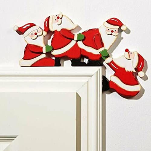 Bagima Marco de Puerta de Navidad - Decoración de Madera con Santa, Reno y Elk para el Hogar - Adorno Festivo para Gabinete y Pared