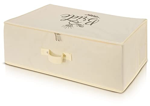 Wedcova UK Hochzeitskleid Aufbewahrungsbox | Creme personalisiert Brautkleider unter Bett Aufbewahrungsboxen | unter Bett Kleidung Box mit 10 Säure frei Tissue Papiere | Raum Organizer Box | Medium