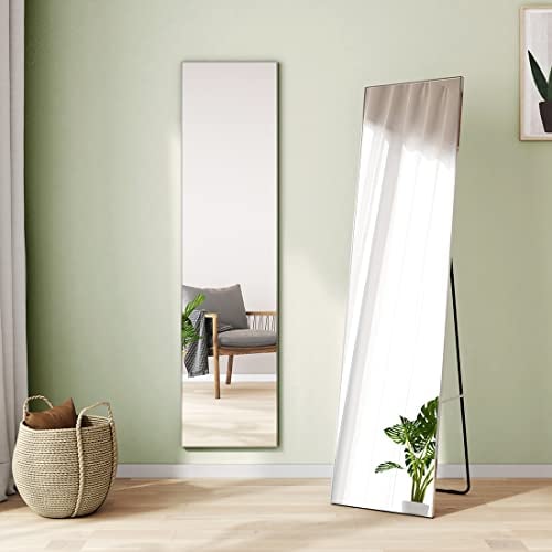 S'AFIELINA Ganzkörperspiegel Silber Standspiegel 160x40cm Silber Metallrahmen Rahmen HD großer Standspiegel für Ankleidezimmer, Schlafzimmer, Wohnzimmer