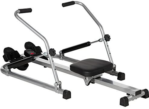 HOMCOM Rameur d'appartement Pliable - 3 Niveaux de résistance écran LCD Multifonction - Acier ABS Noir Gris