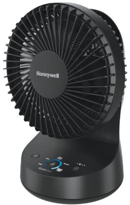 Honeywell QuietSet 5 fan del tavolo Oscillating Table Black - Personal and Small Room Fan with Quiet Operation and 5 Livelli di Power and Sound