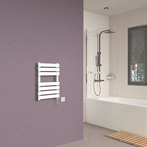 Warmehaus 300W Electric Flat Panel Heated Towel Rail 650x400mm White