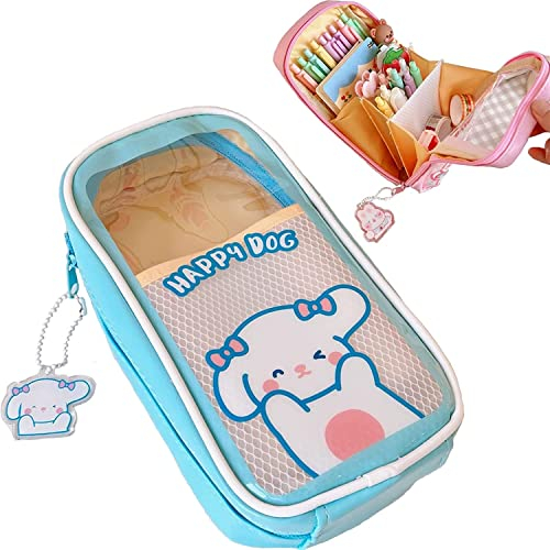 Kawaii Pencil Case Clear Large Pencil Case Cute Bear Rabbit Aesthetic Large Capacity for Girls (#D)