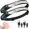 GSY Stirnlampe LED Wiederaufladbar 2 Stück, 2 COB LED 1000 Lumen Erreichen Sensor Stirnlampe, Wiederaufladbar LED XPE Kopfleuchte Akku, 230 ° Flutlicht Stirnleuchte Wasserdicht Lauflicht