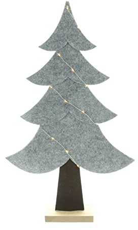 FRANK FLECHTWAREN LED-Tanne Filz, Holz, 17 warmweiße LEDs, batteriebetrieben, Maße: Höhe 56 cm, nur für den Innenbereich geeignet