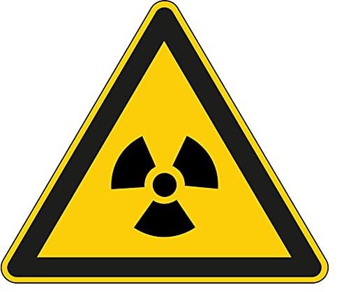 Lot de 10 panneaux d'avertissement pour substances radioactives 50 x 43 mm