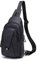 BULLCAPTAIN Herren-Umhängetasche, echtes Leder, für Outdoor, Wandern, Reisen, Brusttasche, Tagesrucksack, Schwarz, Medium