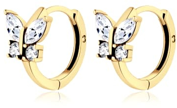 Silber Ohrringe für damen 925 mit glänzenden Schmetterling Form. Creolen aus Silber 925 für Damen oder 18K Gold, ideal als Geschenk zum Muttertag... Ohrringe mädchen. Schmuck damen