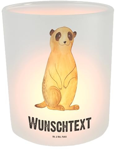 Mr. & Mrs. Panda Personalisiertes Windlicht Erdmännchen - Personalisierte Geschenke, Windlichter mit Namen, Reisen, Roadtrip, Traveling, Kerzengläser, Windlichtgläser, Spruch, Afrika, Windglas