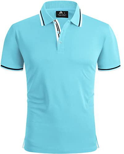 SwissWell Poloshirt Herren Kurzarm Atmungsaktiv Golf Tennis Sport Polo Shirts Sommer Freizeit T-Shirt Azurblau XL