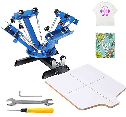VEVOR Siebdruckpresse T-Shirt Siebdruckmaschine 1 Farben + 1 Station, T-Shirtpresse, Hitzepresse Transferpresse DIY Ausrüstung Drucker, Textildruck Kleidung, Kissenbezüge, Gepäckstücke usw.